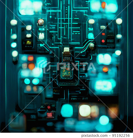 Futuristic Technology Interface Background. Various Details of Computer Motherboard Futuristic Technology Interface Background. Various Details of Computer Motherboard 95192256