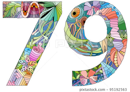 79 number vintage font. Engraving design.... - Stock Illustration ...