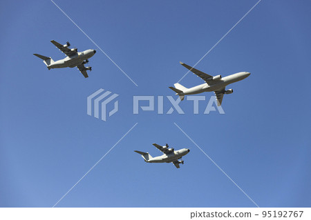 Airplane. Hunt. Hunts. Military vehicle. Spanish Air Force on the day of the National Holiday of October 12 flying over the streets of the city of Madrid. MADRID, SPAIN - OCTOBER 12, 2022. Airplane. Hunt. Hunts. Military vehicle. Spanish Air Force on the day of the National Holiday of October 12 flying over the streets of the city of Madrid. MADRID, SPAIN - OCTOBER 12, 2022. 95192767