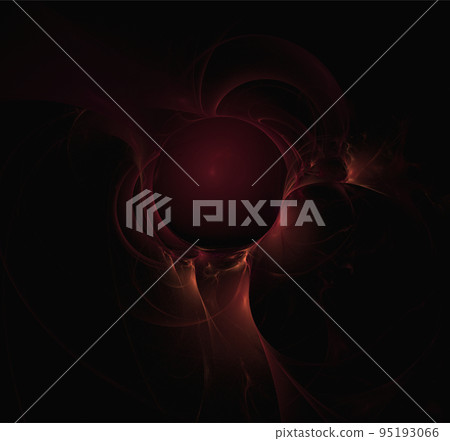 space fantasy illustration of red planetary system on dark space background, art, design 95193066