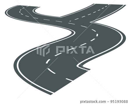 Curved road in perspective. Asphalt way. City pathway 95193088