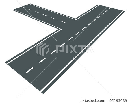 Asphalt street road in perspective. Highway path crossing Asphalt street road in perspective. Highway path crossing 95193089