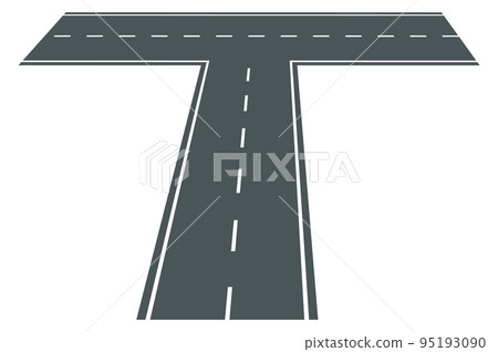 Street path way. Asphalt road crossing in perspective Street path way. Asphalt road crossing in perspective 95193090