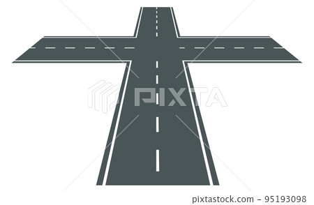 Crossroad icon. Asphalt speed path. Highway road Crossroad icon. Asphalt speed path. Highway road 95193098