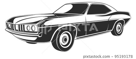 Retro car side view. Black vintage sedan 95193178