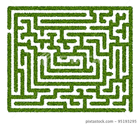 Abstract labyrinth of green hedge on white background 95193295