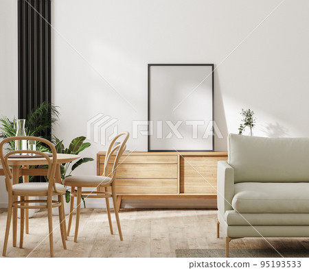 modern living room with furniture and poster frame mockup, home interior design, 3d rendering modern living room with furniture and poster frame mockup, home interior design, 3d rendering 95193533