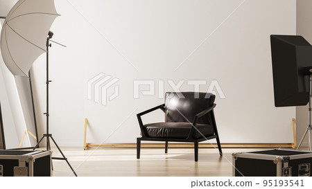 Interior of modern photo studio with professional lightning equipment Interior of modern photo studio with professional lightning equipment 95193541