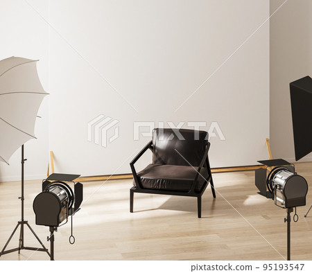 Interior of modern photo studio with professional lightning equipment Interior of modern photo studio with professional lightning equipment 95193547