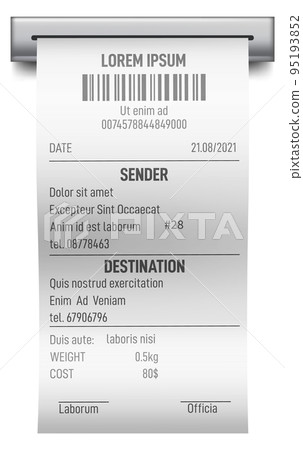 Printed sale checkout receipt mockup. Realistic paper bill Printed sale checkout receipt mockup. Realistic paper bill 95193852