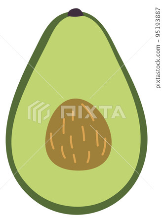 Avocado half cut icon. Green healthy fruit doodle 95193887