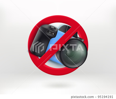 No photo concept with digital camera icon. 3d vector illustration 95194191