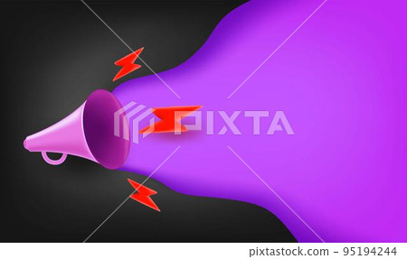 Loudspeaker with copy space. 3d vector banner Loudspeaker with copy space. 3d vector banner 95194244