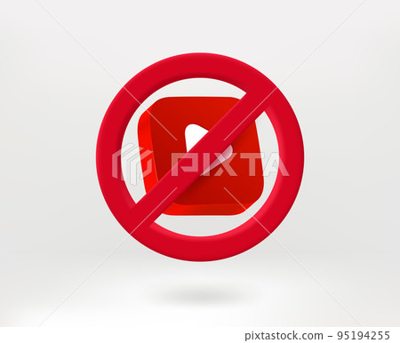 No broadcasting concept with red button. 3d vector illustration No broadcasting concept with red button. 3d vector illustration 95194255