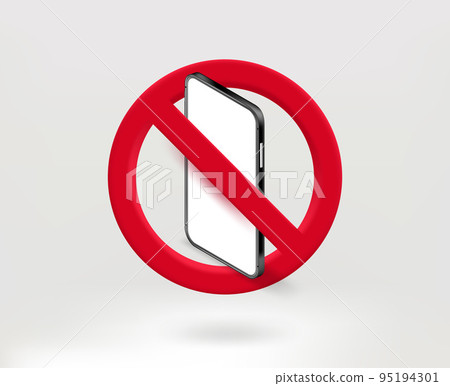 Forbidden for gadgets concept with modern smartphone icon. 3d vector illustration Forbidden for gadgets concept with modern smartphone icon. 3d vector illustration 95194301