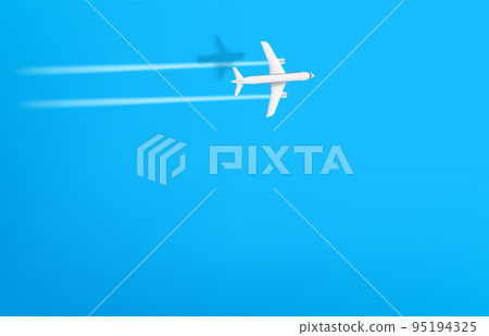 Flight af modern aircraft above the blue sea. 3d vector illustration with copy space Flight af modern aircraft above the blue sea. 3d vector illustration with copy space 95194325