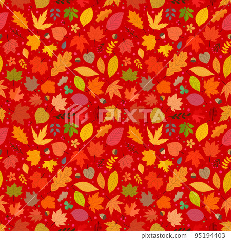 Seamless pattern of colorful autumn leaves. Vector seamless background 95194403