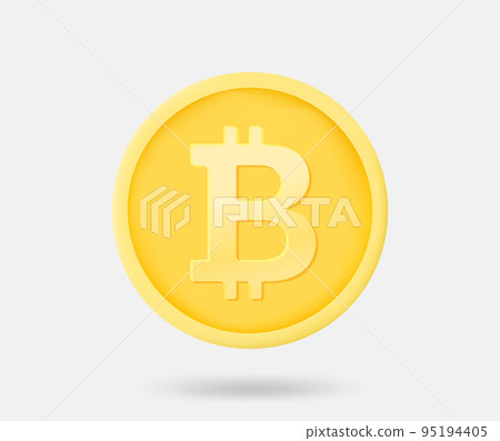 Gold Bitcoin coin. 3d vector isolated illustration Gold Bitcoin coin. 3d vector isolated illustration 95194405