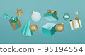Realistic 3d white gold and turquoise trendy festive background. 95194554