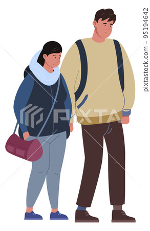 Sad people with travel bags. Illegal immigrants characters Sad people with travel bags. Illegal immigrants characters 95194642