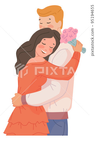 Romantic couple hug. Woman and man on date 95194655