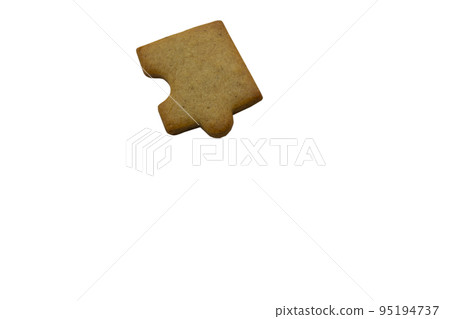 closeup of jigsaw, puzzle shaped cookie isolated on white background, copy space pastry background.Team building concept. Banner, cover, mockup, for your design, food industry closeup of jigsaw, puzzle shaped cookie isolated on white background, copy space pastry background.Team building concept. Banner, cover, mockup, for your design, food industry 95194737