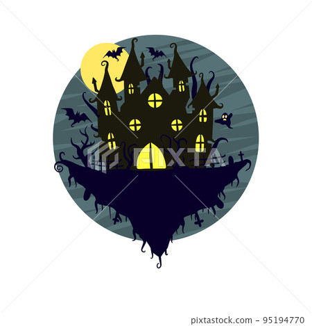 Halloween haunted house isolated on white background. 95194770