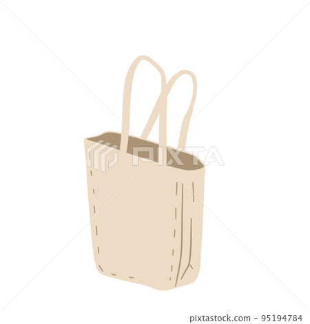 Canvas Tote bag. Cloth eco shopper. Flat cartoon illustration. Reusable Bag for Groceries Canvas Tote bag. Cloth eco shopper. Flat cartoon illustration. Reusable Bag for Groceries 95194784