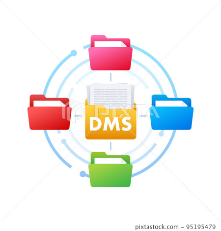 DMS document management system. Digital business. Cloud storage icon. Digital data. Vector stock illustration. DMS document management system. Digital business. Cloud storage icon. Digital data. Vector stock illustration. 95195479
