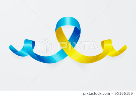 Vector 3d Realistic Yellow and Blue Ribbon Icon Closeup Isolated on White Background. Support for Ukraine Symbo Clipart. Design Template for Anti War Call, Peace, Struggle, Protest 95196199