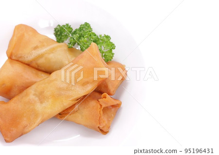 Spring roll fried food bright background Spring roll fried food bright background 95196431