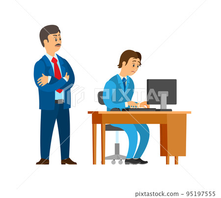 Boss Company Leader Supervising New Office Worker Boss Company Leader Supervising New Office Worker 95197555