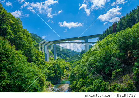 奧秩父紅葉湖瀧澤水壩 水壩下的風景 環橋方向 初夏時節 奧秩父紅葉湖瀧澤水壩 水壩下的風景 環橋方向 初夏時節 95197738