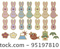 Dull color New Year's and New Year's card 2023 rabbit main icon material set 95197810