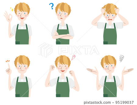 Set of male facial expressions and poses Set of male facial expressions and poses 95199037