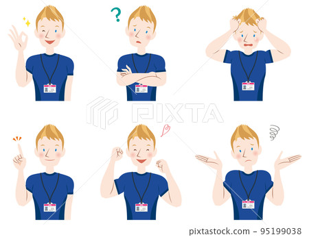 Set of male facial expressions and poses Set of male facial expressions and poses 95199038