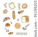 Hand drawn cute freshly baked bread illustration set 95199203