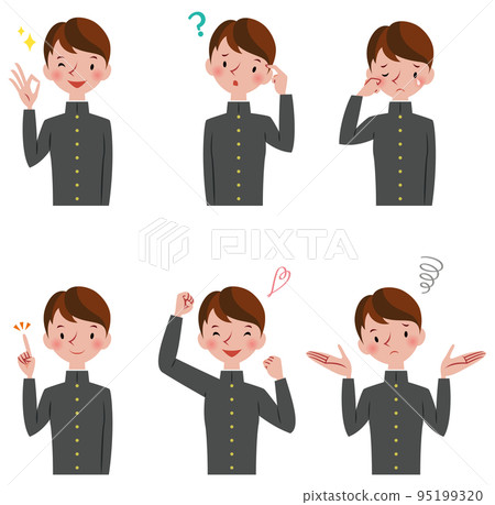 男學生套面部表情和姿勢 95199320