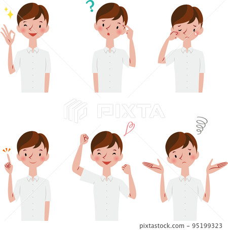 男學生套面部表情和姿勢 95199323