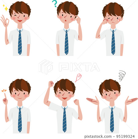 男學生套面部表情和姿勢 男學生套面部表情和姿勢 95199324