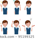男學生套面部表情和姿勢 95199325