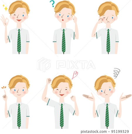 男學生套面部表情和姿勢 95199329