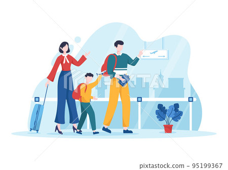 Immigration Template Hand Drawn Cartoon Flat Illustration of Document with Visa and Passport for Moving to Another Country 95199367