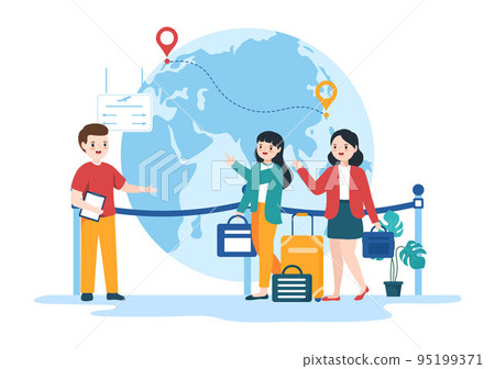 Immigration Template Hand Drawn Cartoon Flat Illustration of Document with Visa and Passport for Moving to Another Country 95199371