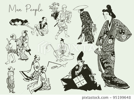 People in the Edo period Lifestyle painting set People in the Edo period Lifestyle painting set 95199648