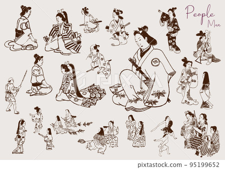 Edo period people illustration samurai samurai set 95199652