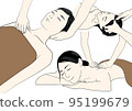 Illustration of a woman receiving a beauty treatment Illustration of a woman receiving a massage 95199679