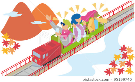 享受無軌電車的外國遊客（秋季） 95199740