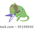 Chameleon with dreadlocks and guitar. Cartoon hand-drawn illustration 95199930