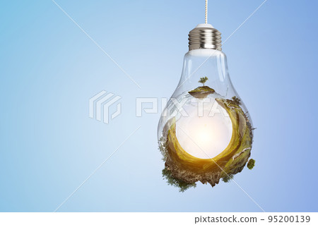 Green Landscape inside light bulb image Green Landscape inside light bulb image 95200139